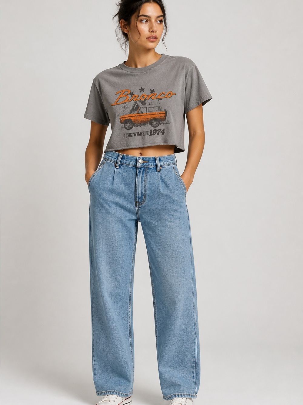 Retro-Inspired Ford Bronco Cropped Graphic Tee